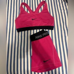 Nike Pink Sports Bra and Spandex Set